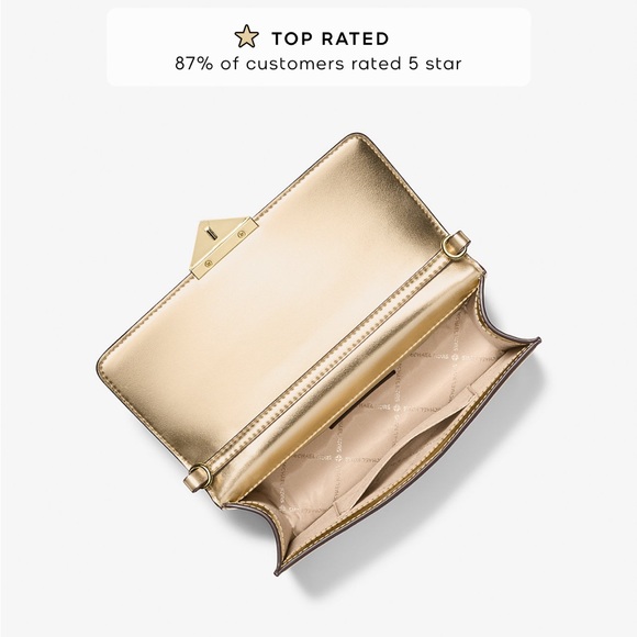 nwt MICHAEL KORS CeCe Metallic Gold Clutch shoulder Bag - Picture 11 of 12